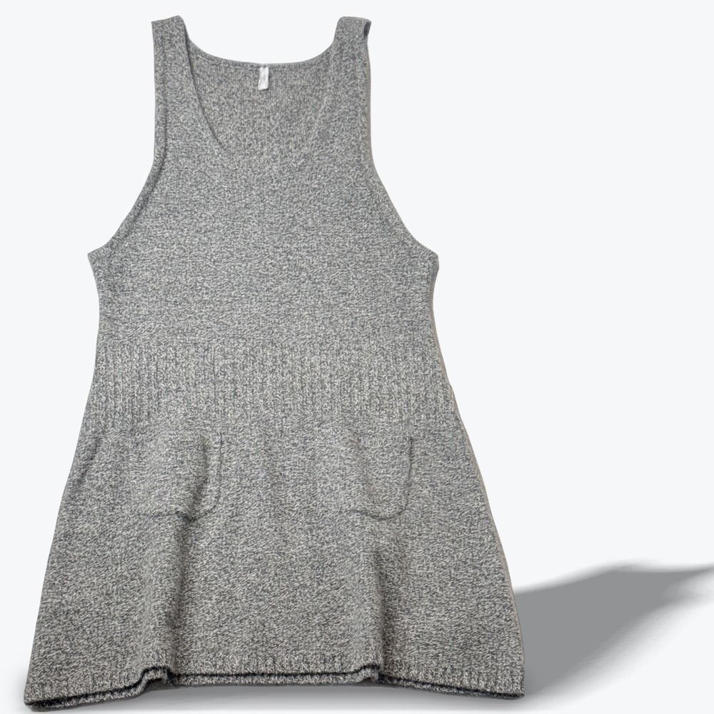 Smitten Knit Pinafore Mini Dress Lambswool Cashmere Pockets Buckles Academia Med
